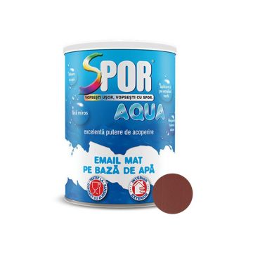 Email mat Spor Aqua, pentru lemn/metal, interior/exterior, pe baza de apa, maro, 0.7 l