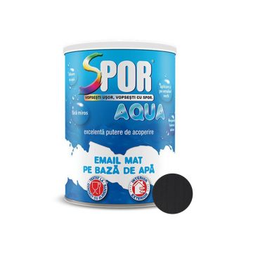 Email mat Spor Aqua, pentru lemn/metal, interior/exterior, pe baza de apa, negru, 0.7 l