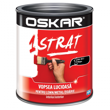 Email Oskar 1 strat, interior/exterior, RAL 9017 negru, 0.75 l