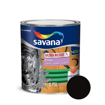 Email Savana ultra rezist pentru metal/lemn/zidarie, interior/exterior,  negru, 0,75 l