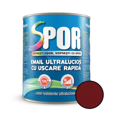 Email ultralucios Spor, pentru metal, interior/exterior, pe baza de rasini alchidice, visiniu, 0.75 l
