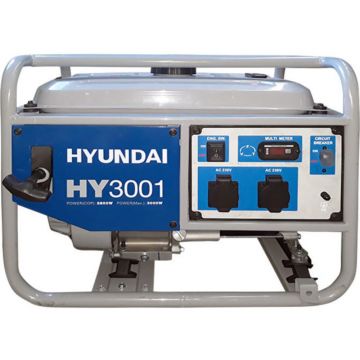 Generator de curent Hyundai HY3001, monofazic, 2.8 kW, 7 CP, 4 timpi, benzina, 15 l