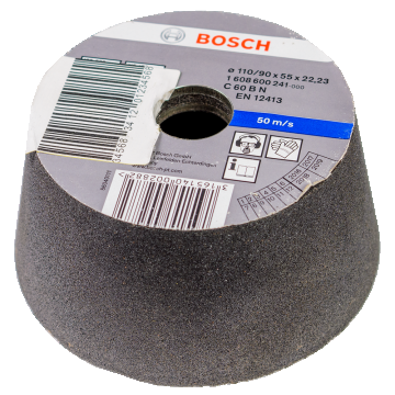 Oala de slefuit conica pentru piatra Bosch, 110 mm, granulatie 60