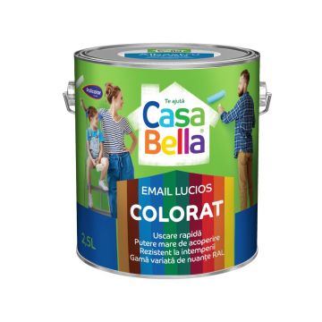 Vopsea alchidica/email Casabella Policolor, pentru lemn/metal, interior/exterior, gri Ral 7046 VOC, 2.5 l