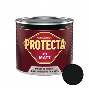 Vopsea alchidica/email Protecta 3 in 1 Matt, pentru metal, interior/exterior,cherna/negru, 0.5l