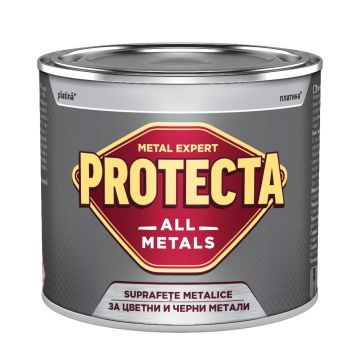 Vopsea alchidica/ email Protecta All Metals, platina, interior/exterior, 0.5L