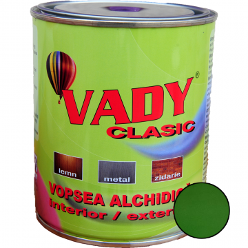 Vopsea alchidica Vady clasic, pentru lemn/metal/zidarie, interior/exterior, vernil, 0.6l