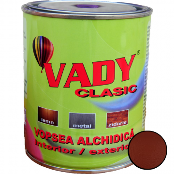 Vopsea alchidica Vady clasic, pentru lemn/metal/zidarie, interior/exterior, visiniu, 0,6 l