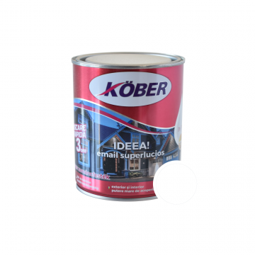 Vopsea email Kober Ideea pentru lemn/metal/sticla, interior/exterior, alb polar, 0,75 l