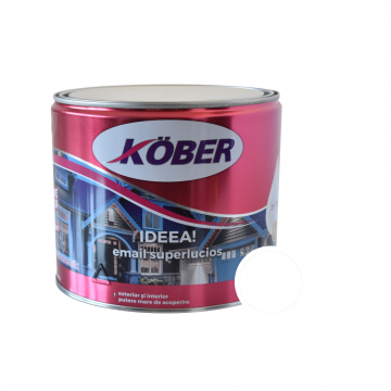 Vopsea email Kober Ideea pentru lemn/metal/sticla, interior/exterior, alb polar, 2,5 l