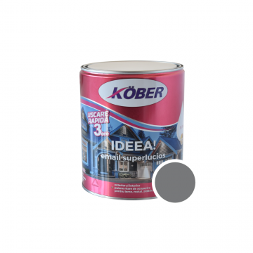 Vopsea email Kober Ideea pentru lemn/metal/sticla, interior/exterior, gri metal, 4 l