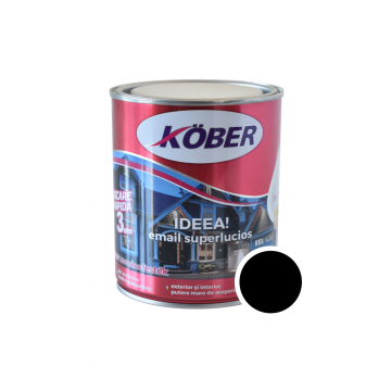 Vopsea email Kober Ideea pentru lemn/metal/sticla, interior/exterior, negru, 0,75 l