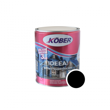 Vopsea email Kober Ideea pentru lemn/metal/sticla, interior/exterior, negru, 4 l