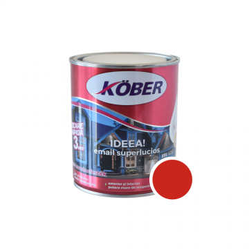 Vopsea email Kober Ideea pentru lemn/metal/sticla, interior/exterior, rosu, 0,75 l