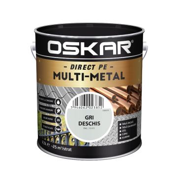 Vopsea email Oskar Direct pe Multimetal, exterior, pe baza de apa, gri deschis RAL 7035, 2.5 l