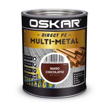 Vopsea email Oskar Direct pe Multimetal, exterior, pe baza de apa, maro ciocolatiu, 0.75 l