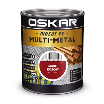 Vopsea email Oskar Direct pe Multimetal, exterior, pe baza de apa, maro roscat RAL 3009, 0.75 l