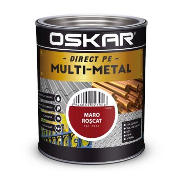 Vopsea email Oskar Direct pe Multimetal, exterior, pe baza de apa, maro roscat RAL 3009, 0.75 l