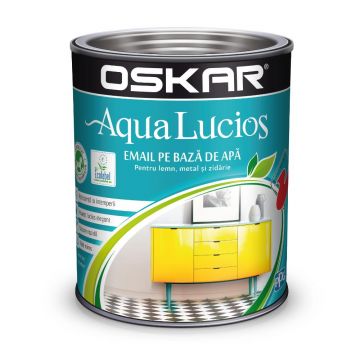 Vopsea Oskar Aqua Lucios, pentru lemn/metal/zidarie, interior/exterior, pe baza de apa, rosu spirit, 0,6 l