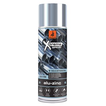 Vopsea spray anticoroziv Dragon Xtreme ZINC-ALU, argintiu, mat, interior/exterior, 400 ml