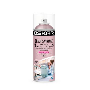Vopsea spray pentru lemn / metal chalk & vintage efect Oskar, budapest pink, mat, interior/exterior, 400 ml