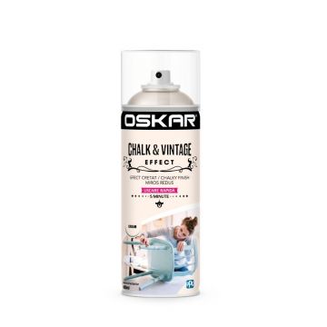 Vopsea spray pentru lemn / metal chalk & vintage efect Oskar, cream, mat, interior/exterior, 400 ml