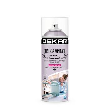 Vopsea spray pentru lemn / metal chalk & vintage efect Oskar, dirty liliac, mat, interior/exterior, 400 ml