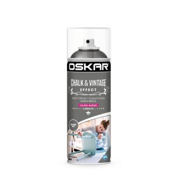 Vopsea spray pentru lemn / metal chalk & vintage efect Oskar, dolphin grey, mat, interior/exterior, 400 ml