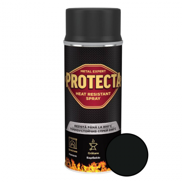 Vopsea spray termorezistenta Protecta, negru, mat, interior/exterior, 400 ml