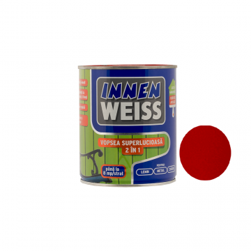 Vopsea superlucioasa Innenweiss 2 in 1, interior si exterior, rosu, 0,6 L