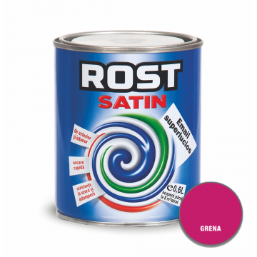 Vopsea superlucioasa pentru lemn/metal, Rost Satin, interior/exterior, grena, 0,6 L Vopsea superlucioasa pentru lemn/metal, Rost Satin, interior/exterior, grena, 0,6 L