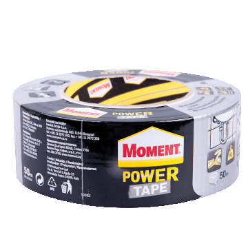 Banda adeziva, pentru reparatii, Moment Power Tape din polietilena si panza, argintiu, 48 mm x 50 m