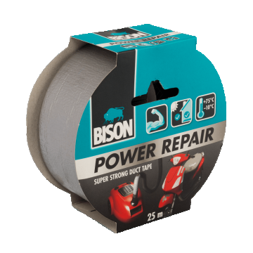 Banda adeziva texturata Bison Power Repair, gri, 50 mm x 25 m