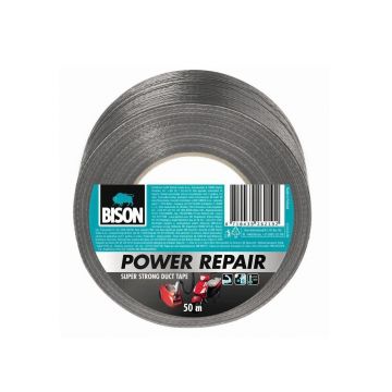 Banda adeziva texturata Bison Power Repair, gri, 50 mm x 50 m