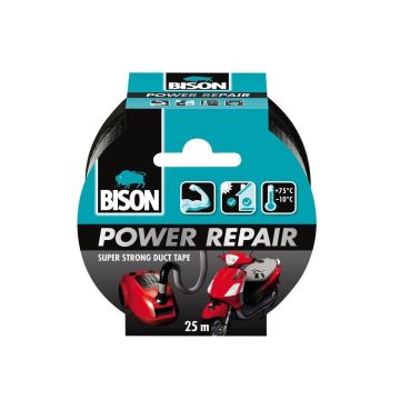 Banda adeziva texturata BISON Power Repair, negru, 50 mm x 25 m