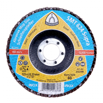 Disc abraziv lamelar, pentru inox, Klingspor SMT 624 Supra, 125 mm, granulatie 60