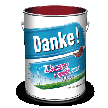 Email Danke uscare rapida, pentru metal, lemn, zidarie, exterior/interior, rosu inchis, lucios, 4 l