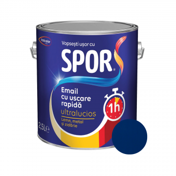 Email ultralucios Spor, pentru metal, interior/exterior, pe baza de rasini alchidice, albastru, 2.5 l