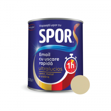 Email ultralucios Spor, pentru metal, interior/exterior, pe baza de rasini alchidice, crem, 0.75 l