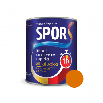 Email ultralucios Spor, pentru metal, interior/exterior, pe baza de rasini alchidice,galben roscat, 0.75 l