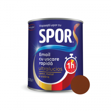 Email ultralucios Spor, pentru metal, interior/exterior, pe baza de rasini alchidice, maro, 0.75 l