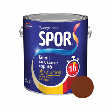 Email ultralucios Spor, pentru metal, interior/exterior, pe baza de rasini alchidice, maro, 2.5 l