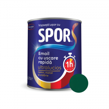 Email ultralucios Spor, pentru metal, interior/exterior, pe baza de rasini alchidice, verde, 0.75 l