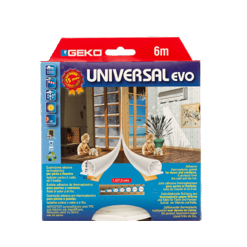 Garnitura adeziva termoplastica Geko Universal, alb, 9 x 7 mm x 6 m