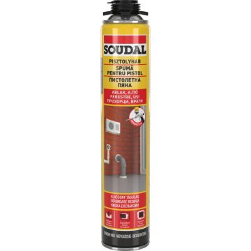 Spuma poliuretanica pentru montaj, aplicare cu pistol, Soudal, 750 ml