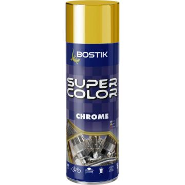 Vopsea spray retus decorativ efect crom Bostik Super Color, auriu, lucios, interior/exterior, 400 ml