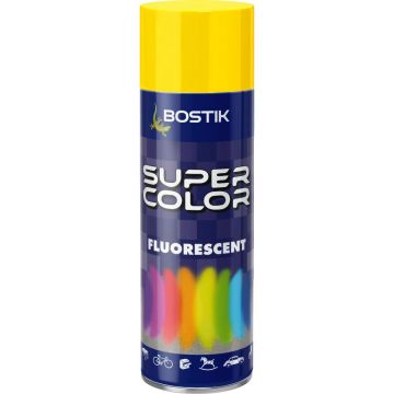 Vopsea spray retus decorativ efect fluorescent Bostik Super Color, galben, mat, interior/exterior, 400 ml