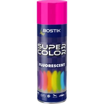 Vopsea spray retus decorativ efect fluorescent Bostik Super Color, roz, mat, interior/exterior, 400 ml