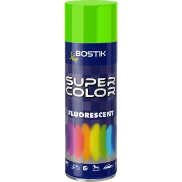 Vopsea spray retus decorativ efect fluorescent Bostik Super Color, verde, lucios, interior/exterior, 400 ml