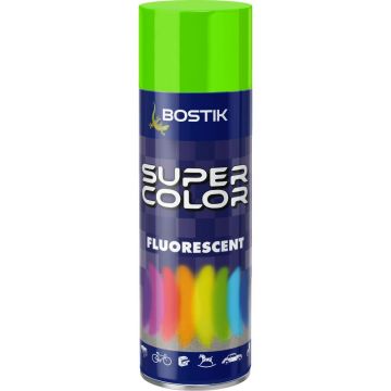 Vopsea spray retus decorativ efect fluorescent Bostik Super Color, verde, lucios, interior/exterior, 400 ml Vopsea spray retus decorativ efect fluorescent Bostik Super Color, verde, lucios, interior/exterior, 400 ml